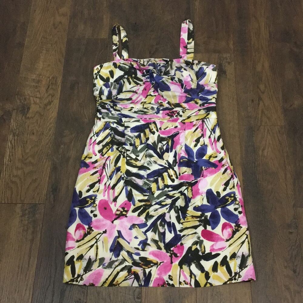 Banana Republic Silk Floral Sleeveless Pink/Black Dress